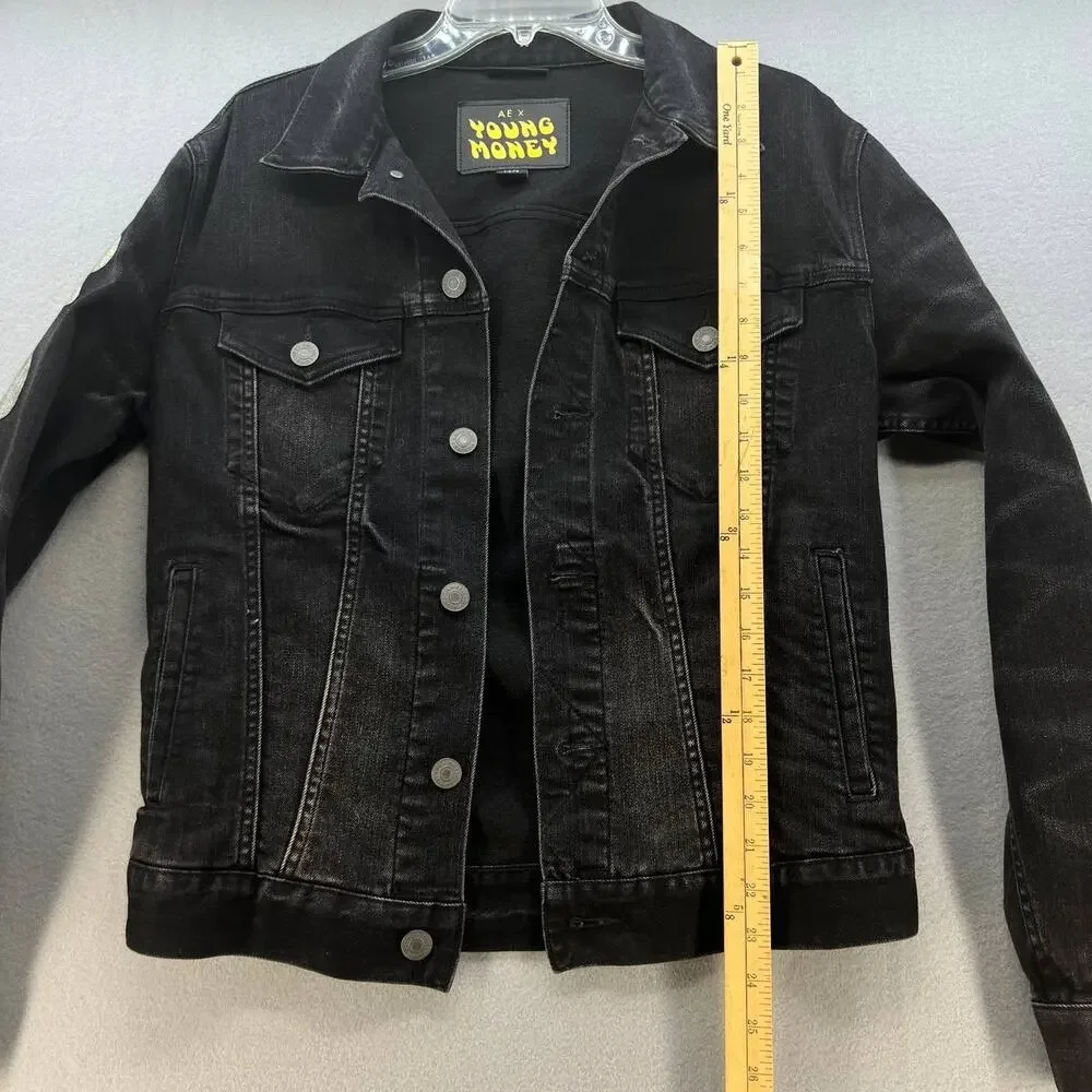 AE X Young Money Unisex Black Denim Jacket - Picture 8 of 15